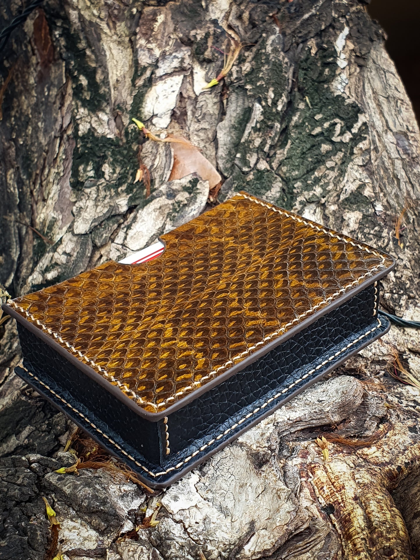 Handmade Snakeskin leather playing card sleeve