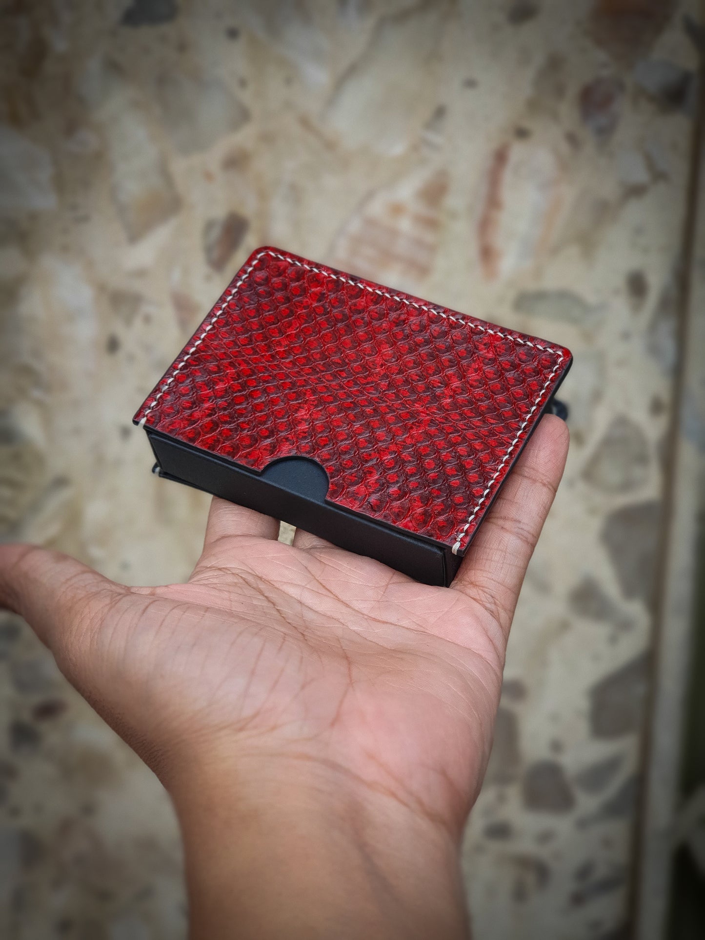 Handmade Snakeskin leather playing card sleeve
