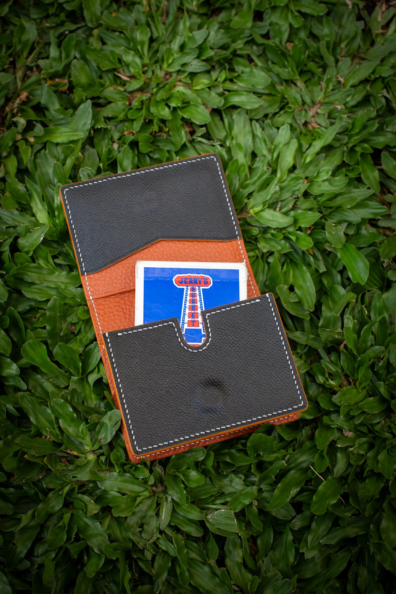 Premium Leather Playing Cards Case - Single Deck with Gaff Card or ATM Slots