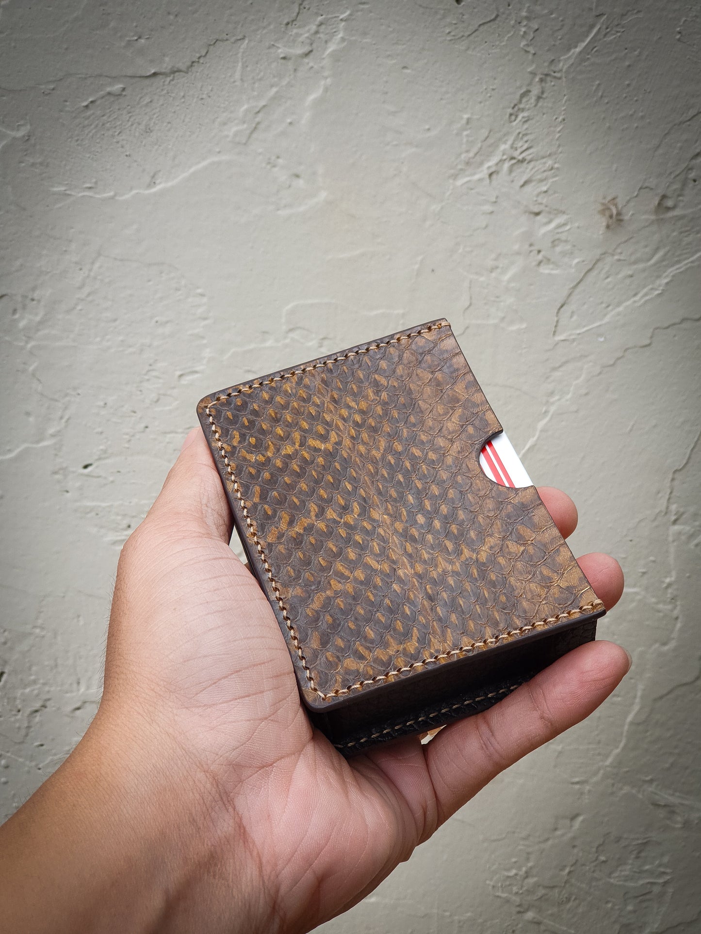 Handmade Snakeskin leather playing card sleeve