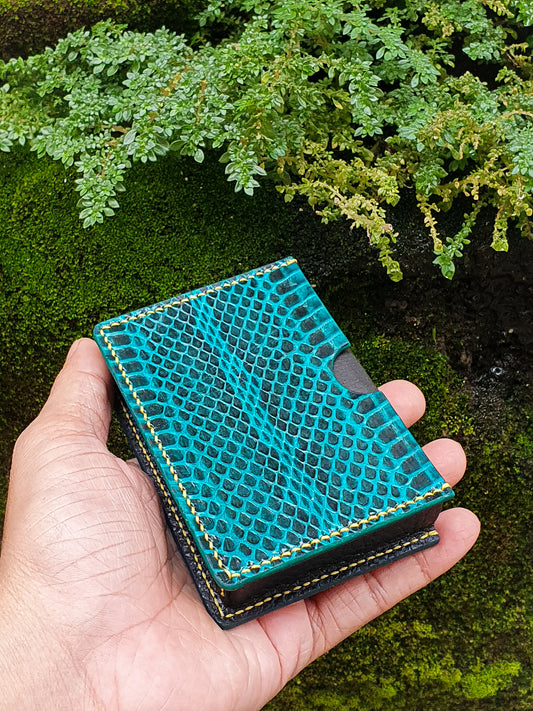 Handmade Snakeskin leather playing card sleeve