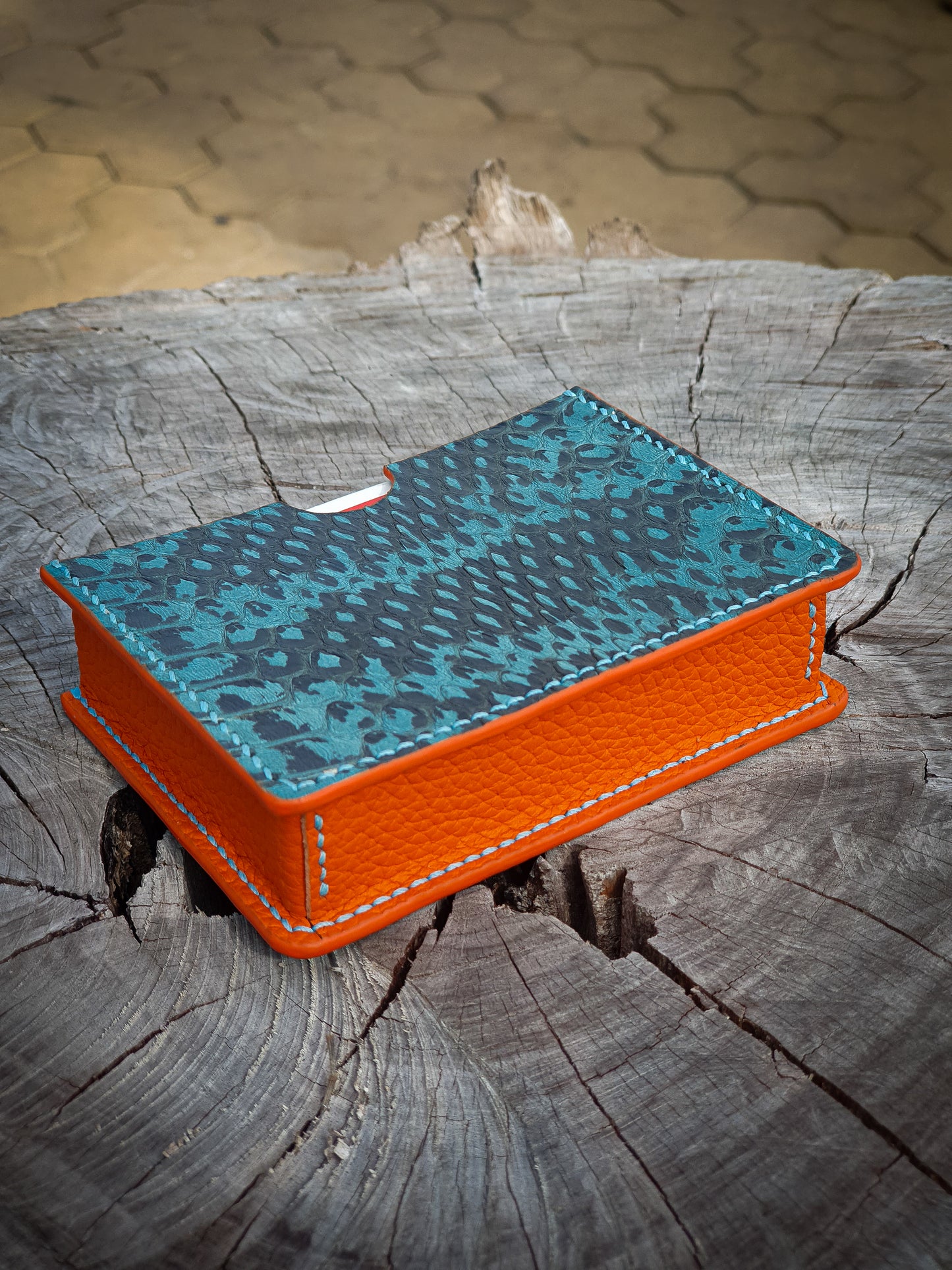Handmade Snakeskin leather playing card sleeve
