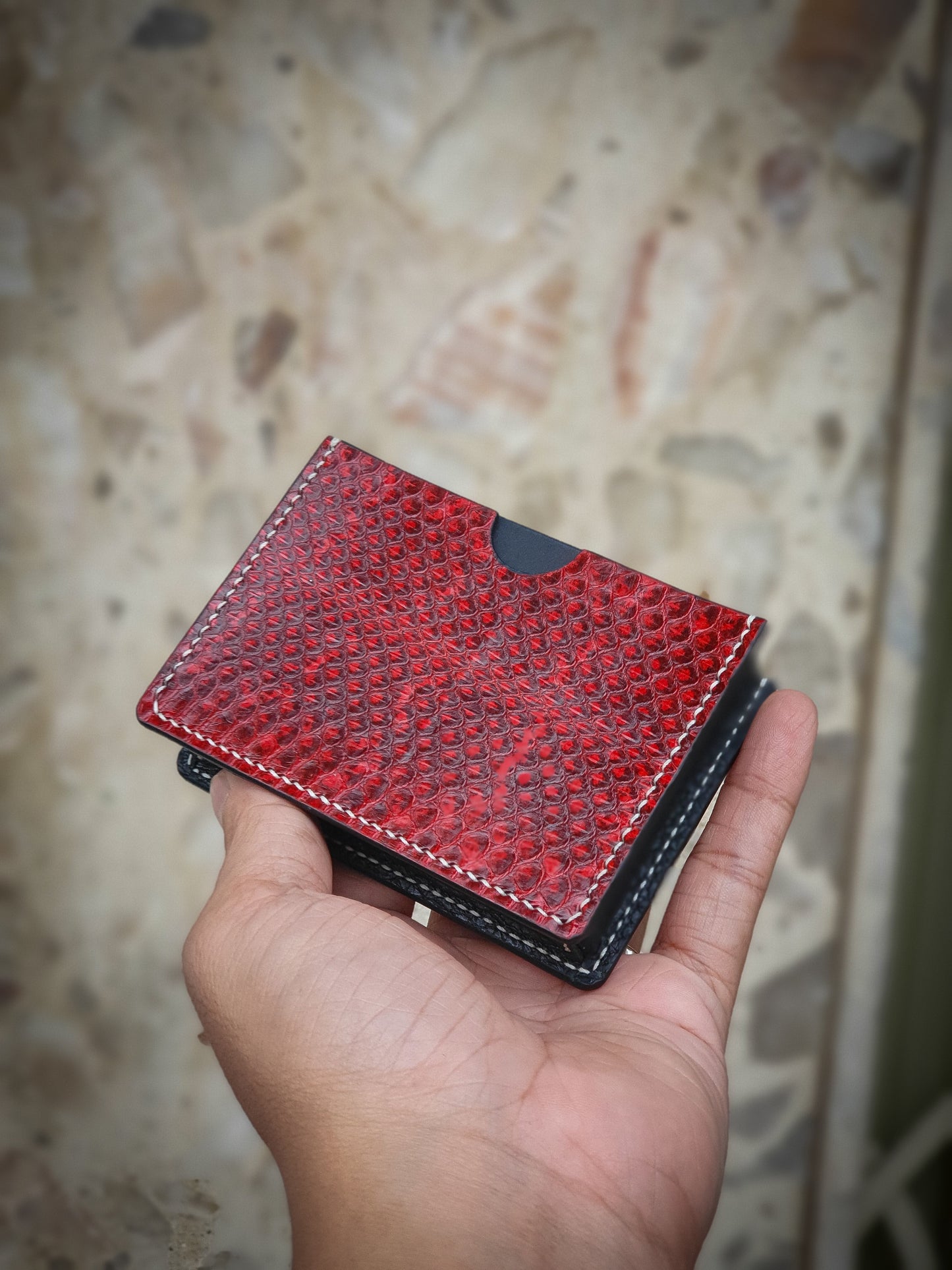 Handmade Snakeskin leather playing card sleeve