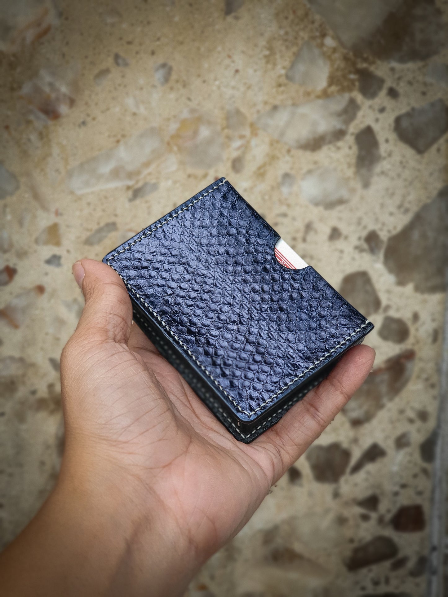 Handmade Snakeskin leather playing card sleeve